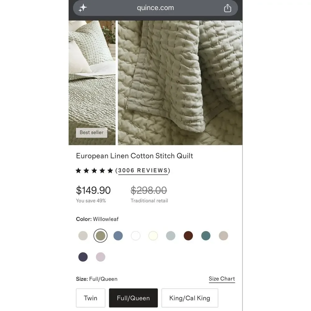 Quince European Linen Cotton Stitch Quilt